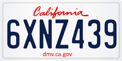 CA license plate 6XNZ439