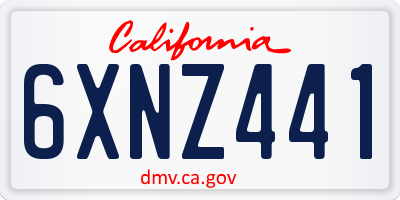 CA license plate 6XNZ441