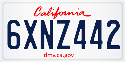 CA license plate 6XNZ442