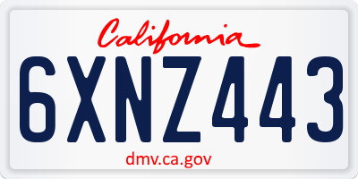 CA license plate 6XNZ443