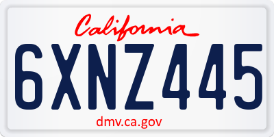 CA license plate 6XNZ445