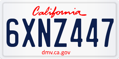 CA license plate 6XNZ447