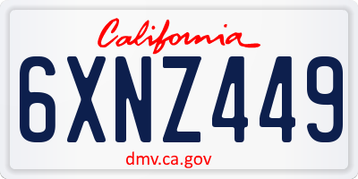 CA license plate 6XNZ449