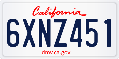CA license plate 6XNZ451