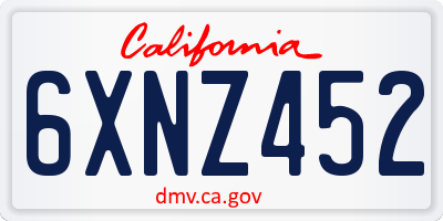 CA license plate 6XNZ452