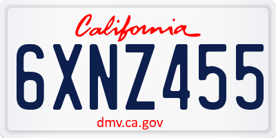 CA license plate 6XNZ455