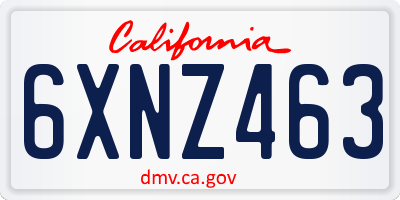 CA license plate 6XNZ463