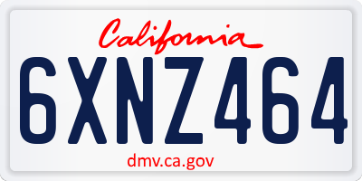 CA license plate 6XNZ464