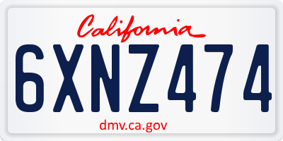 CA license plate 6XNZ474