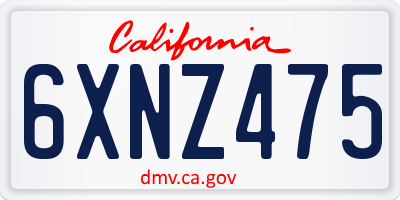 CA license plate 6XNZ475