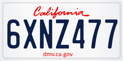 CA license plate 6XNZ477