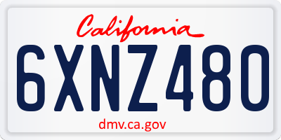 CA license plate 6XNZ480