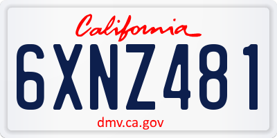 CA license plate 6XNZ481
