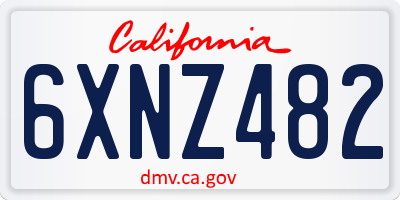 CA license plate 6XNZ482