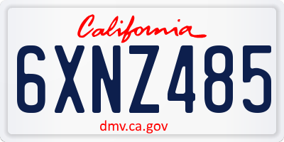 CA license plate 6XNZ485