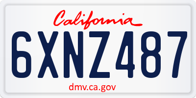 CA license plate 6XNZ487