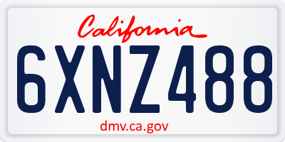 CA license plate 6XNZ488