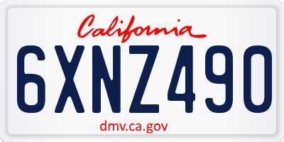 CA license plate 6XNZ490
