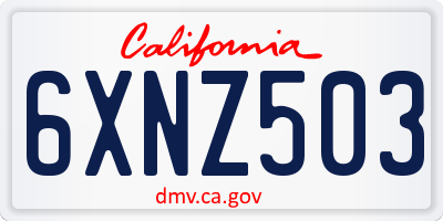 CA license plate 6XNZ503