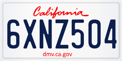 CA license plate 6XNZ504
