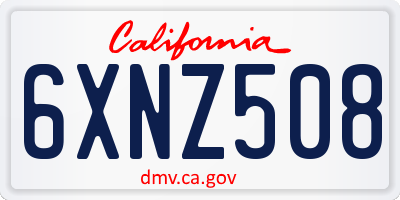 CA license plate 6XNZ508