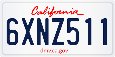 CA license plate 6XNZ511