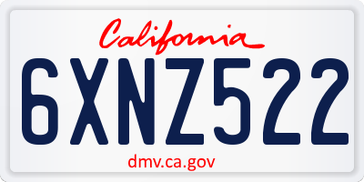 CA license plate 6XNZ522