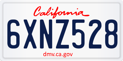 CA license plate 6XNZ528