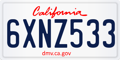 CA license plate 6XNZ533
