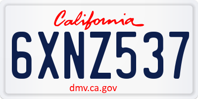 CA license plate 6XNZ537