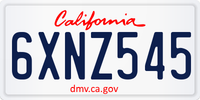 CA license plate 6XNZ545