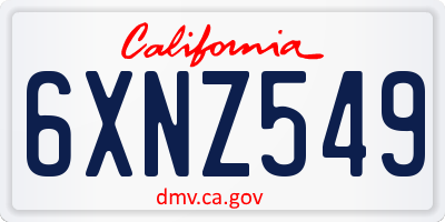 CA license plate 6XNZ549