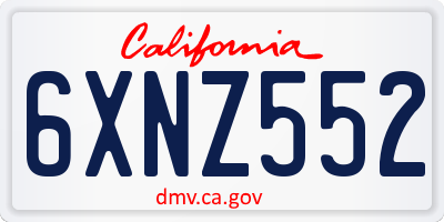 CA license plate 6XNZ552