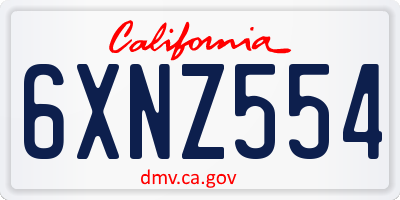 CA license plate 6XNZ554