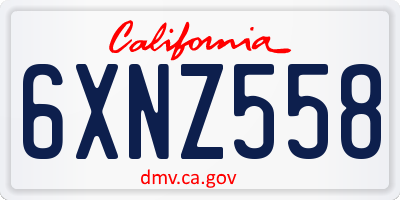 CA license plate 6XNZ558
