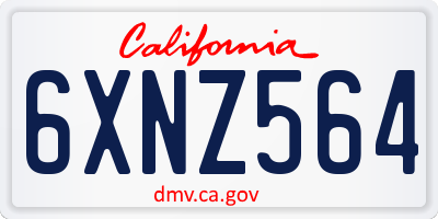 CA license plate 6XNZ564