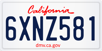 CA license plate 6XNZ581