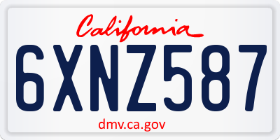 CA license plate 6XNZ587