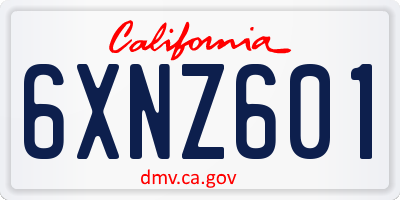 CA license plate 6XNZ601