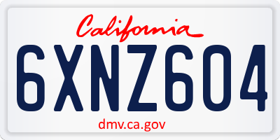 CA license plate 6XNZ604
