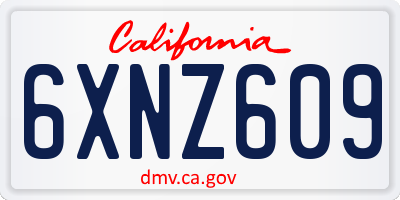 CA license plate 6XNZ609