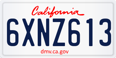 CA license plate 6XNZ613