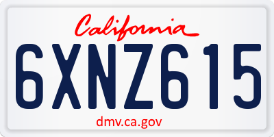 CA license plate 6XNZ615