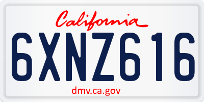 CA license plate 6XNZ616