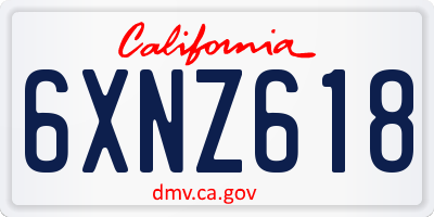 CA license plate 6XNZ618