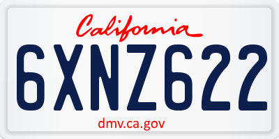 CA license plate 6XNZ622