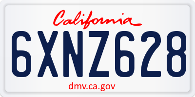 CA license plate 6XNZ628