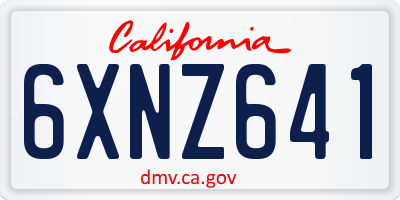 CA license plate 6XNZ641