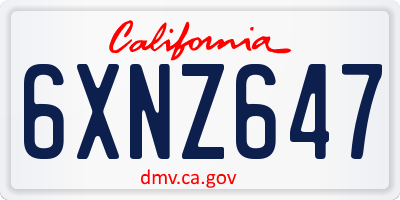 CA license plate 6XNZ647
