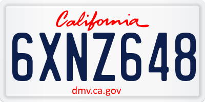 CA license plate 6XNZ648